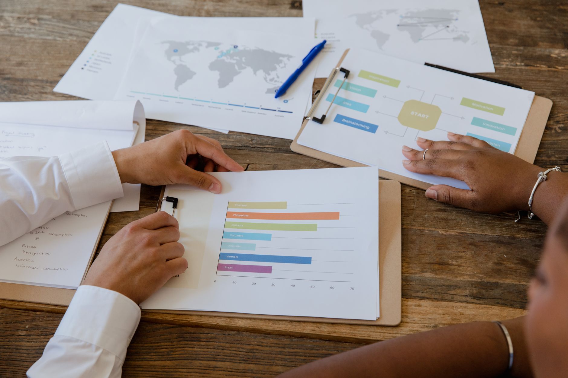 Corporate tax optimization teamwork with metrics graphics