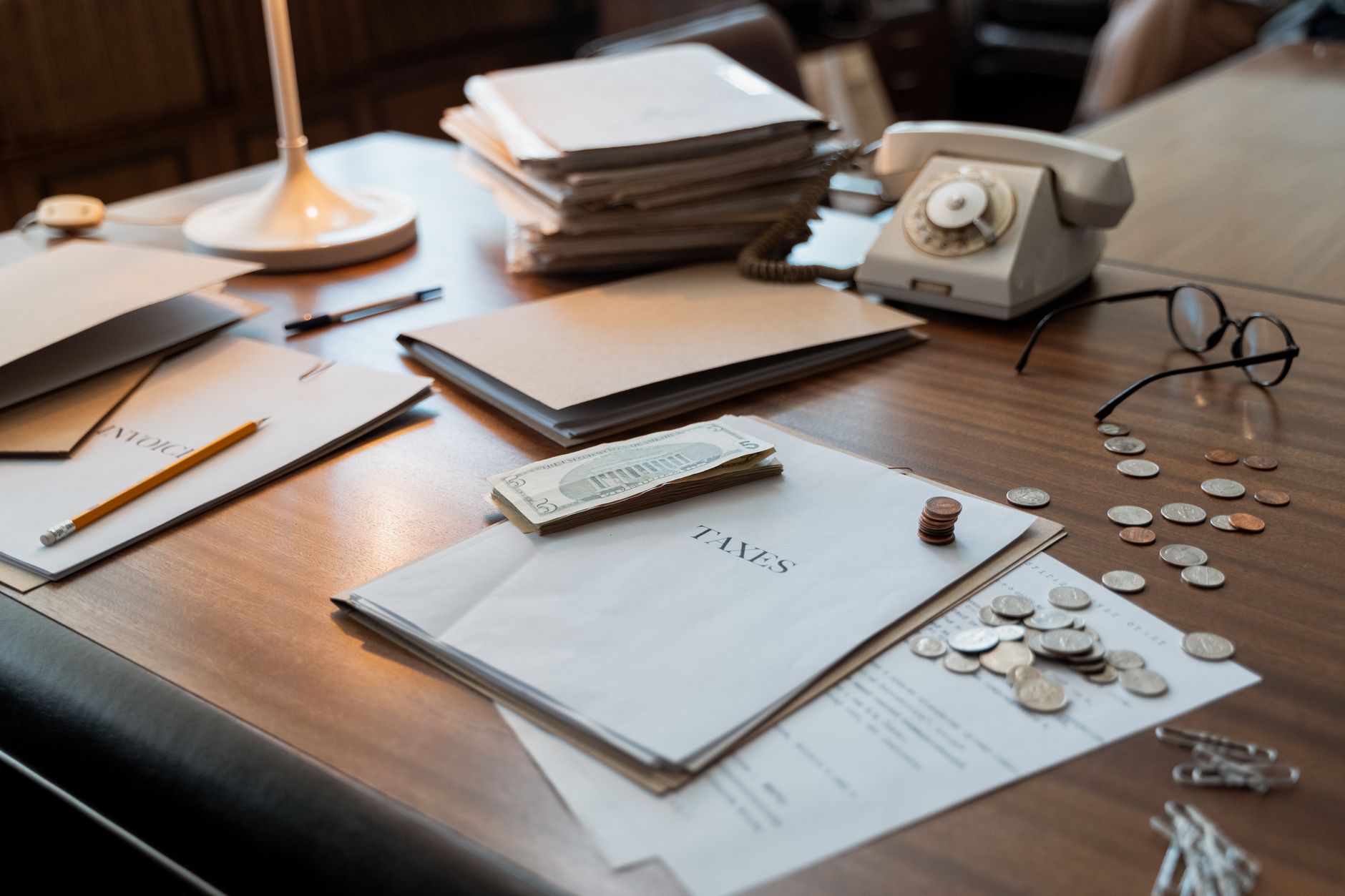 Organized stacks of business tax document slips